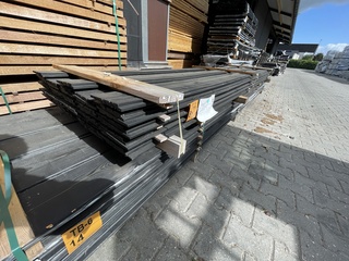 Ca. 44x Douglas Zweeds Rabat zwart gecoat , 9/21x195mm, lengte 400cm